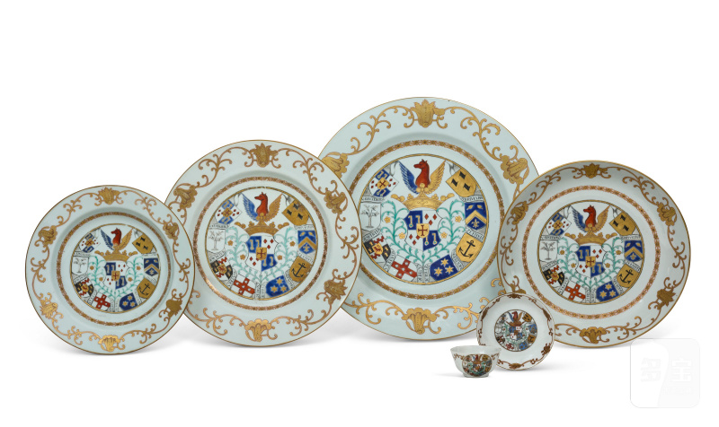 SIX PIÈCES DE PORCELAINE D'EXPORT DU SERVICE DE THEODORE VAN REVERHORST  CHINE, DYNASTIE QING, CIRCA 1745